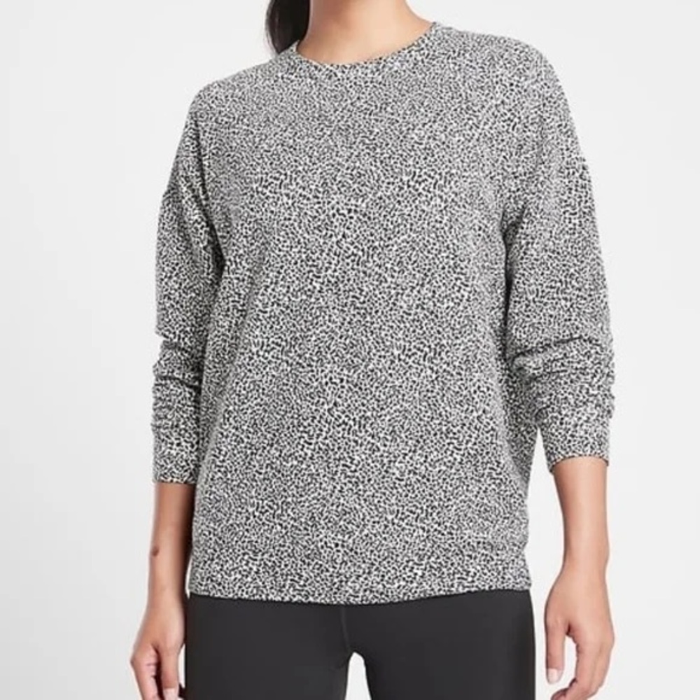 ATHLETA studio to street animal cheetah printed pullover sweatshirt- M